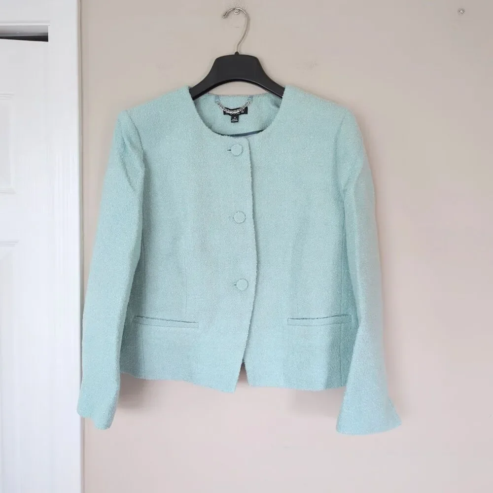 J. Crew NWT Lady Jacket Blazer Faded Mint Textured Boucle Tweed Chic Plus 22